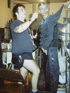 Piers (right) trades rubber tips with NIN tech Marky Ray (USA 1990)